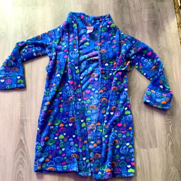 Blue pink smiley bath robe with no robe string - Picture 1 of 2